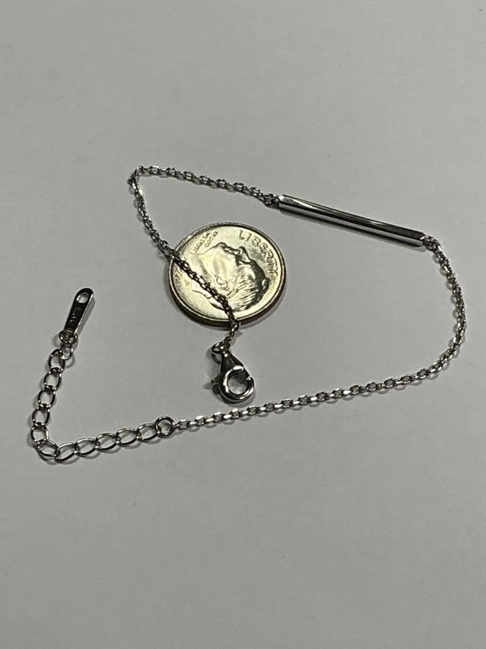 Sterling Silver Bar and Chain Bracelet. 6.5 to 8.25 inches long
